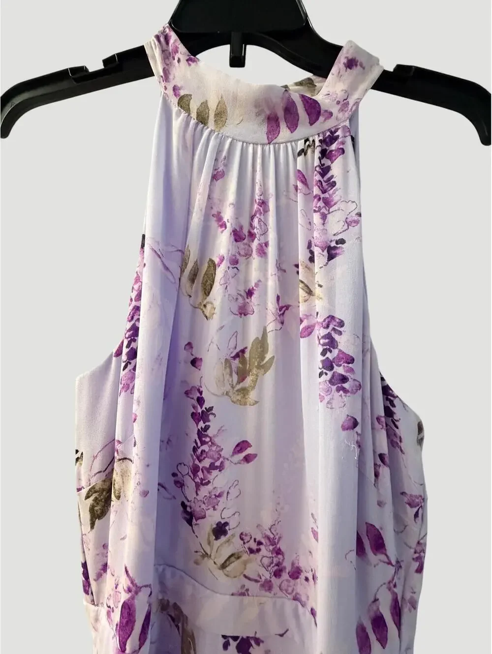 White House Black Market Lilac Floral Halter Midi Dress Size 6 - Picture 4 of 9
